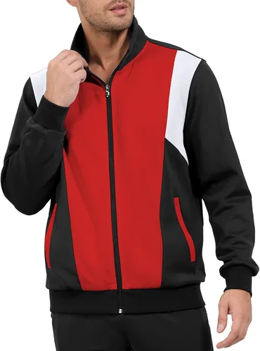 Miniatura 2 de Conjunto deportivo casual de 2 piezas para hombre, conjunto deportivo con cremallera completa, trajes deportivos para correr y trotar para hombre