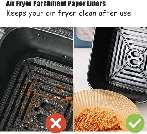 Miniatura 3 de 100 forros de papel para freidora de aire – Forro de papel desechable para freidora de aire de 6.3 pulgadas, forros desechables para freidora