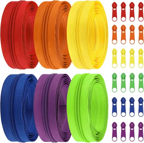 Miniatura 42 de DOITEM 31 yardas, 10 unidades de cremalleras de costura #3, cremalleras de bobina de nailon surtidos para coser con 40 deslizadores de cremallera