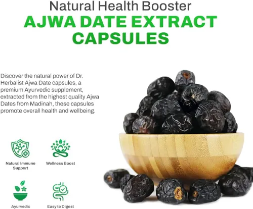 Miniatura 6 de Dr. HERBALIST Extracto de dátiles Ajwa 350mg - 60 cápsulas Sin OMG Absorción rápida Vegetariano