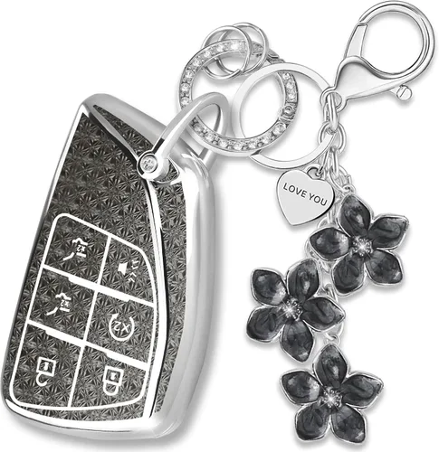 Miniatura 9 de Funda para llavero de TPU con llavero floral compatible con llave inteligente Chevy de 6 botones para mujeres