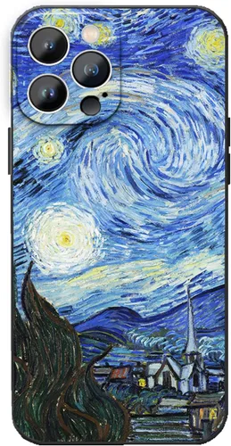 Miniatura 11 de Funda para iPhone 13, famosa funda de teléfono artístico, terraza de café por la noche por Vincent Van Gogh, protección de cuerpo completo de TPU