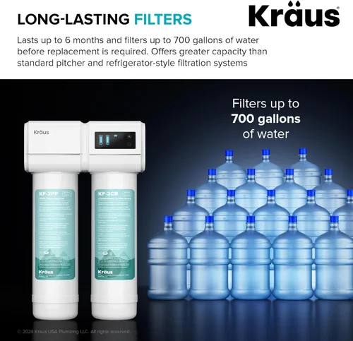 Miniatura 9 de KRAUS Purita FS-1001 - Sistema de filtración de agua de 2 etapas para debajo del fregadero con monitor de pantalla digital, FS-1001