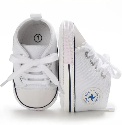 Miniatura 3 de Zapatos unisex para bebés, niñas y niños, suela suave, lona para recién nacidos, primeros pasos, zapatillas altas antideslizantes