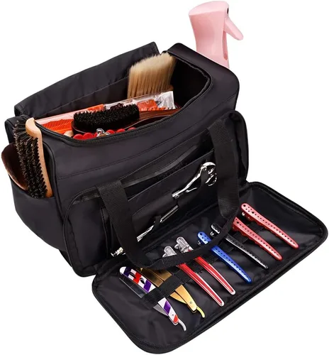 Miniatura 8 de Bolsa de peluquería para peluquería Solon, bolsa de herramientas de maquillaje, cosméticos, bolso portátil, estilista y artista de belleza, bolsa