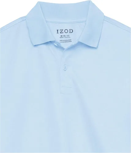 Miniatura 3 de Izod Camisa polo de manga corta para uniforme escolar para niños, cierre de botón, material de rendimiento que absorbe la humedad