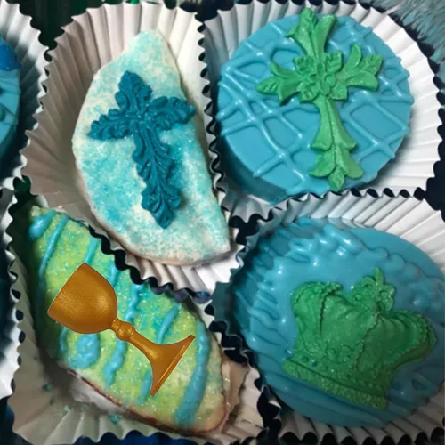 Miniatura 7 de Moldes cruzados de silicona para fondant de cáliz paloma de la paz, moldes de bautismo para tartas, decoración de cupcakes, caramelo y chocolate