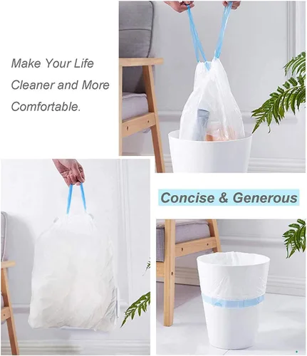 Miniatura 4 de Bolsa de basura pequeña de 2.6 galones, bolsas de basura para baño, bolsas de basura para dormitorio, hogar, cocina, 80 unidades, bolsa de basura