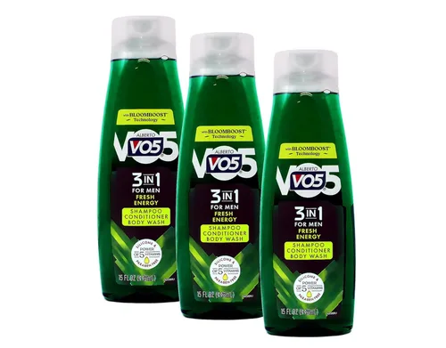 Alberto VO5 - Champú acondicionador 3 en 1 para hombre, paquete de 3, gel de baño Fresh Energy, 12.5 onzas