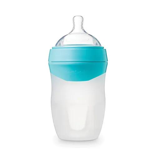 Tiny Twinkle Biberón de silicona con agarre cómodo y pezón flexible suave, biberones suaves para recién nacidos y mayores (menta, 8 onzas)