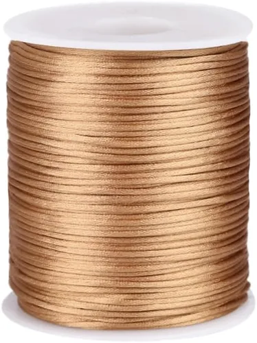 Miniatura 36 de 2.0mm Hilo de Cordón de Seda de Nylon para Cuentas de Macramé, Pulseras, Nudos Chinos, Collares, Joyería 109 Yardas (Verde Oscuro)