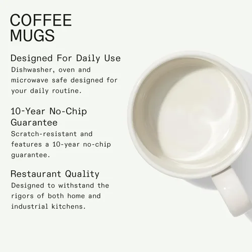 Miniatura 3 de Made In Utensilios de cocina – Juego de 4 tazas de café – 12 oz – Blanco – Porcelana – Fabricado en Inglaterra – Apto para lavavajillas y microondas