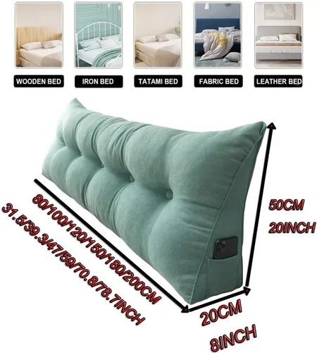Miniatura 7 de Almohada triangular para cabecero de lectura, cojín de cuña, almohada grande para cama / almohada de lectura para sentarse en reposo en cama, Marrón