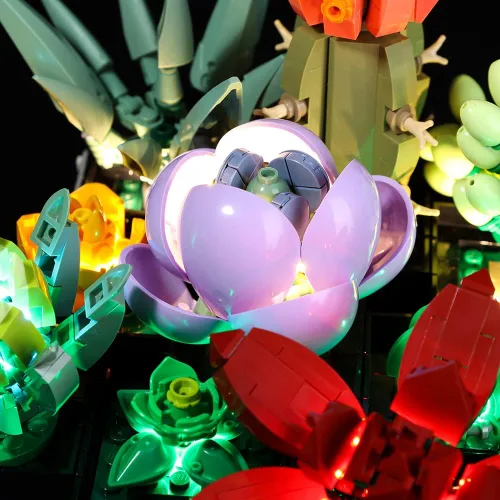 Miniatura 8 de Kyglaring Kit de iluminación LED para Lego Succulents 10309 - Juego de construcción de modelos, moderno, multicolor, interior, control remoto