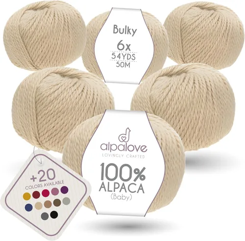 Miniatura 30 de Set de Lana Abultada (6 x 50 g) Súper Suave de Alpaca Bebé para Tejer Antracita 300 Metros