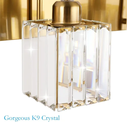 Miniatura 7 de Ralbay - Luces de tocador de baño de cristal doradas, 4 luces, para usar sobre el espejo, modernas lámparas de pared de baño de cristal dorado