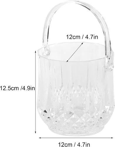 Miniatura 3 de Cubo de hielo de plástico, cubo de hielo acrílico transparente de 1.8 L con asa de transporte, enfriador de bebidas de vino champán para familias