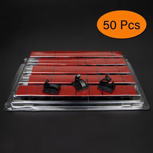 Miniatura 2 de SOULWIT 50 clips ajustables para organizar cables, organizadores adhesivos, clips de alambre adhesivos para TV, PC, Ethernet, debajo del escritorio