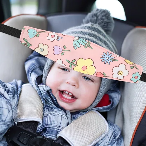 Miniatura 7 de Hestya 2 correas para la cabeza de asiento de automóvil para bebé, soporte para la cabeza de asiento de automóvil para niños, banda para Flor