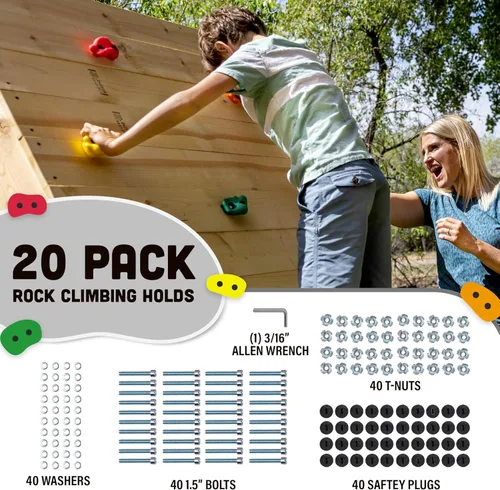 Miniatura 2 de Squirrel Products Soportes de escalada en roca para niños, rocas de escalada extra grandes de lujo con accesorios de montaje – DIY pared de roca