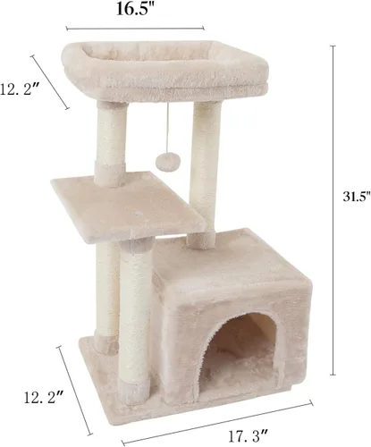Miniatura 6 de FISH&NAP Lindo Árbol para Gatos Gatito Torre para Gatos para Gato de Interior Condominio Postes Rascadores de Sisal con Plataforma de Salto Muebles