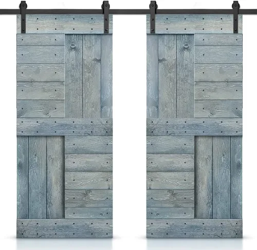 Miniatura 71 de TMS Serie N - Puerta corrediza interior de madera de pino anudada con kit de herrajes deslizantes (32 x 84 pulgadas, blanco)