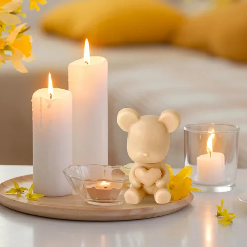 Miniatura 5 de Molde de vela para el día de San Valentín para hacer velas, molde de silicona 3D para fundición de resina, bricolaje yeso, arcilla polimérica, Oso