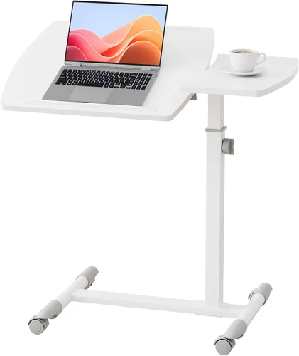 Miniatura 12 de GTPLAYER Escritorio de pie pequeño, mesa plegable de 24 pulgadas para computadora portátil con ruedas bloqueables, altura ajustable, mesa de noche