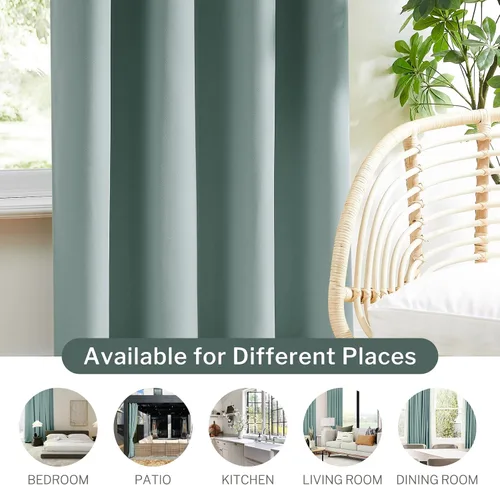 Miniatura 5 de Melodieux - Cortinas opacas para dormitorio color azul claro, cortinas oscuras de 72 pulgadas de largo, juego de 2 paneles, 100% de algodón