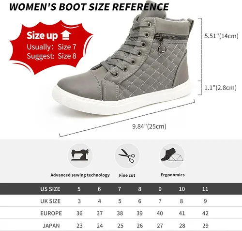 Miniatura 6 de hash bubbie Women's High top Sneakers Lace up PU Leather Fashion Shoes Black Boots Fuzzy Ankle Booties with Zipper