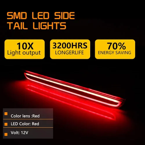 Miniatura 3 de Luces reflectoras LED rojas para parachoques y lente roja, compatible con Dodge Challenger 2015 2016 2017 2018 2019 luces traseras antiniebla