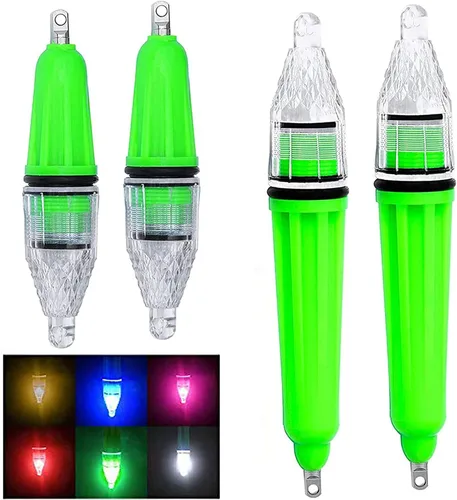 Miniatura 9 de Luz de pesca subacuática, 4 piezas de luz LED de pesca de caída profunda, luz de pesca LED impermeable, luz intermitente de noche, señuelo de pesca