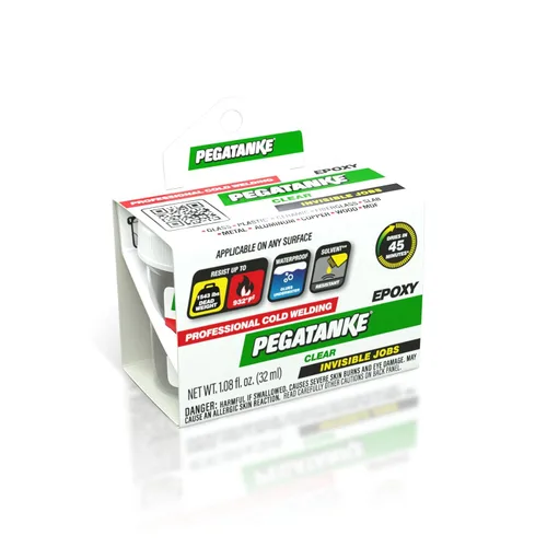 PEGATANKE - Resina epoxi transparente de 2 partes | Adhesivo profesional de soldadura en frío | Pegamento de metal de alta resistencia para tanques