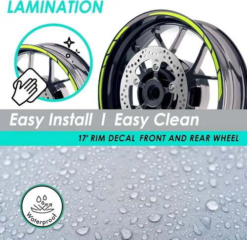 Miniatura 6 de KETABAO Calcomanías adhesivas de llanta de 17 pulgadas a rayas S01 compatibles con YZF R6 R1 MT 03 125 09 07 10 Tracer 700 FZ25 (azul)
