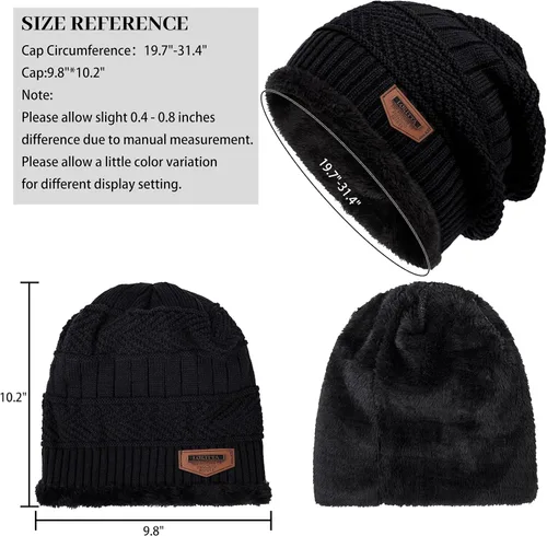 Miniatura 50 de Loritta Gorro de invierno cálido de punto grueso y holgado para hombre