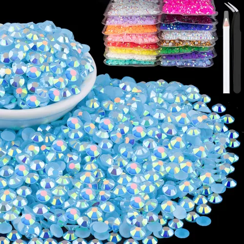 Miniatura 30 de 15000 diamantes de imitación de resina de 0.079 pulgadas a granel, diamantes de imitación de gelatina redondos negros con parte trasera plana, gemas