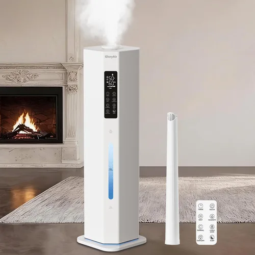 Miniatura 10 de Humidifiers for Bedroom - GloryAir 2.38Gal/9L Dual Atomizers Top Fill Humidifier for Large Room 2000ft² with Auto Rotation 7-Color Light Humidistat