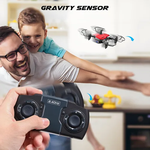 Miniatura 3 de SIMREX Mini dron con cámara 720P HD FPV, cuadricóptero plegable controlado por control remoto, mini dron con mantenimiento de altitud, volteo 3D