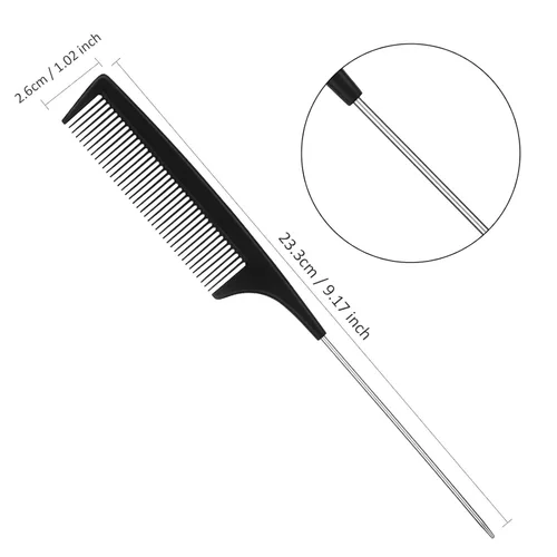 Miniatura 4 de Patelai Juego de 3 peines para peinar el cabello para mujer, cepillo para burlas/esponjoso, peine de cola de rata y peine triple (negro)
