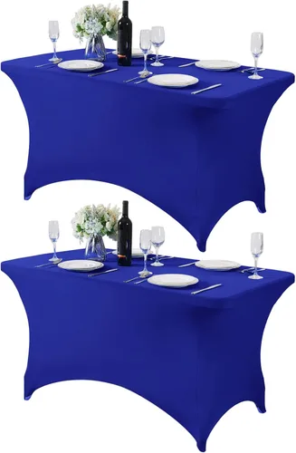 Miniatura 106 de Mantel de elastano para mesas de 4, 6 u 8 pies, mantel elástico universal ajustable para fiestas, banquetes, bodas y eventos - Verde manzana