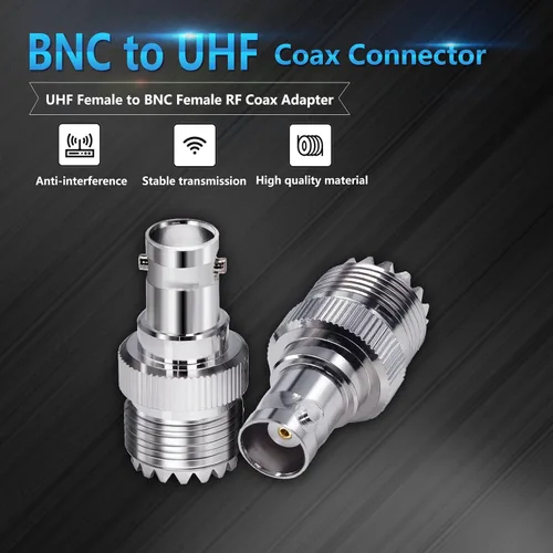 Miniatura 2 de TUOLNK Adaptador coaxial RF BNC a UHF PL259 SO239 a conector de toma BNC hembra para cable de extensión 2 piezas