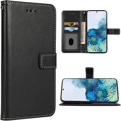 Compatible con Samsung Galaxy S20 Glaxay S 20 5G UW - Funda tipo cartera de 6.2 pulgadas y correa de muñeca con cordón de cuero para tarjetero, Negro