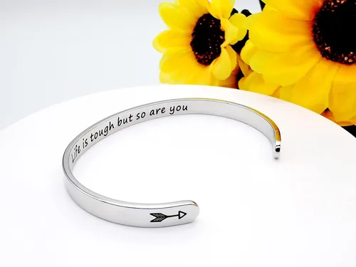 Miniatura 234 de Pulseras inspiradoras para mujer, joyería de acero inoxidable, con refranes, pulsera motivacional con mensaje oculto, pulseras grabadas para mejor