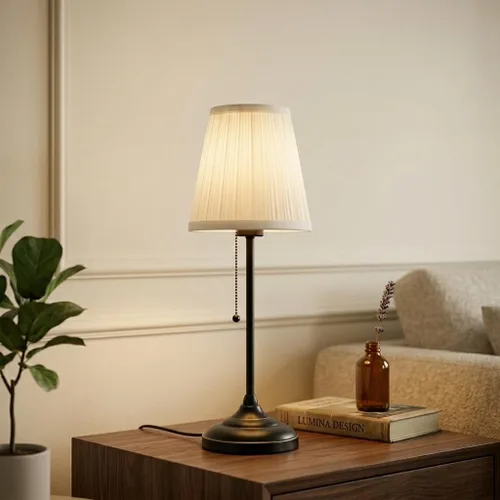 Miniatura 9 de Lámpara de mesa moderna de cabecera, lámpara de cabecera pequeña, lámpara de mesita de noche para dormitorio con pantalla de tela y acabado