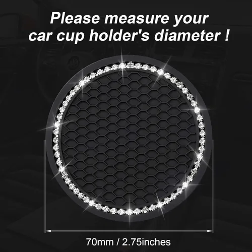 Miniatura 3 de yousheng 2 posavasos brillantes para automóvil, inserto universal para vehículo, inserto de silicona antideslizante de diamantes de imitación