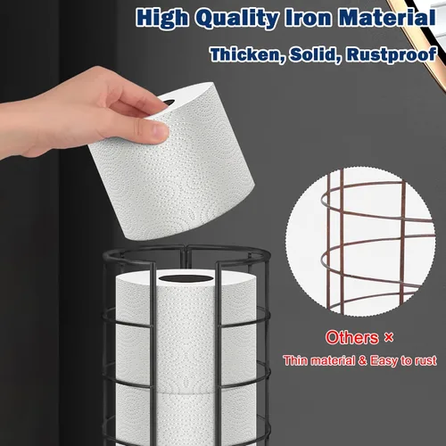 Miniatura 3 de NearMoon Soporte organizador de papel higiénico, almacenamiento de 3 rollos de papel higiénico, accesorio de baño de metal, soporte para rollo