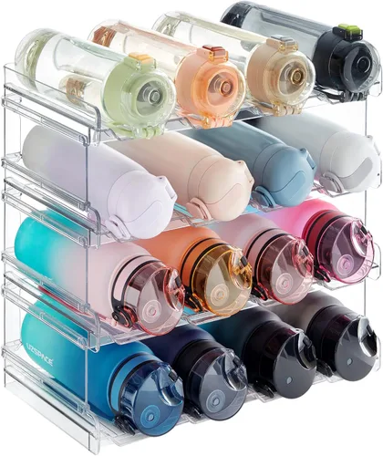 Miniatura 14 de Lifewit Organizador apilable de botellas de agua para gabinete, soporte de plástico para botellas y vasos de hasta 3.8 pulgadas de diámetro