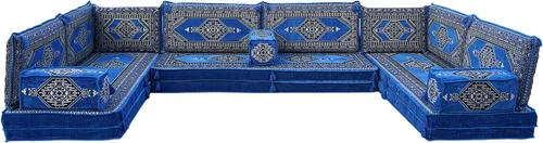 Miniatura 66 de arabicsofa Cojines de piso árabe en forma de U – Sofá tradicional Majlis con sofá otomano