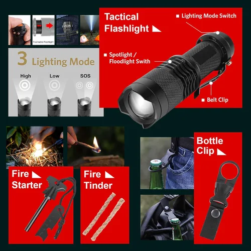 Miniatura 4 de Regalos para hombres, mujeres, papás, kits de supervivencia navideños PIXATO, equipo de supervivencia y equipamiento 116 en 1, kit de emergencia