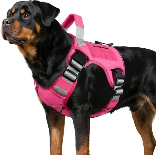 Miniatura 27 de WINGOIN - Arnés táctico púrpura para perros medianos, arnés resistente sin tirones con asa, chaleco militar K9 reflectante ajustable para mascotas